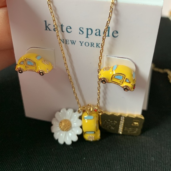 COPY - Kate Spade Yellow Car Necklace and Earrings Set - Picture 2 of 3